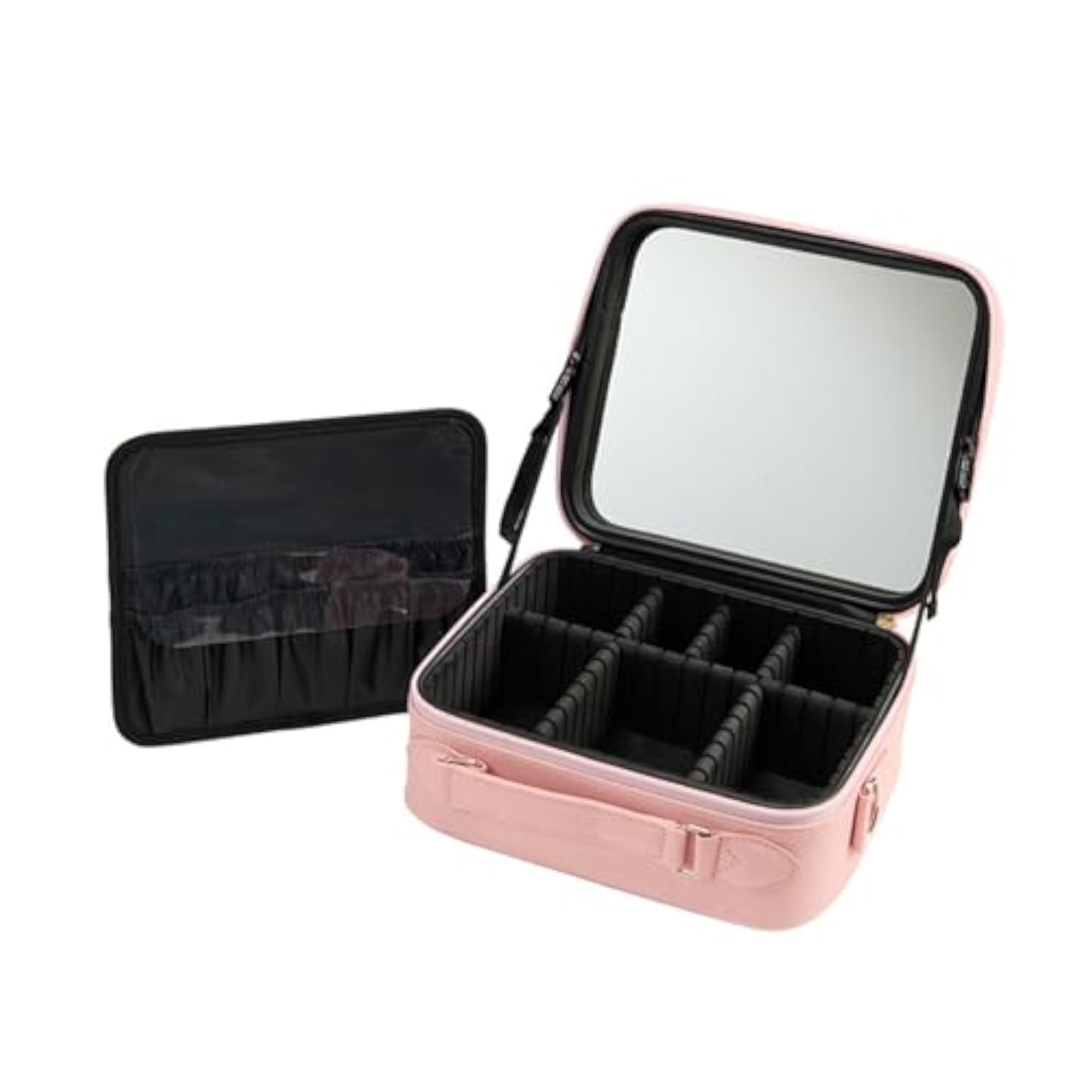 Portable Makeup Organizer Bag with Mirror for Travel